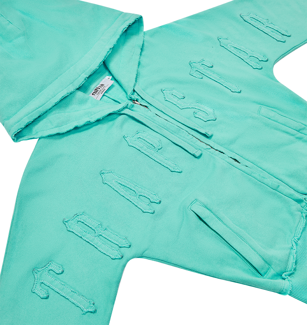 Women's Irongate Cropped Batwing Zip Hoodie - Teal – Trapstar London