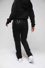 Load image into Gallery viewer, Women&#39;s Denim Panel Deconstructed Track Bottoms - Black
