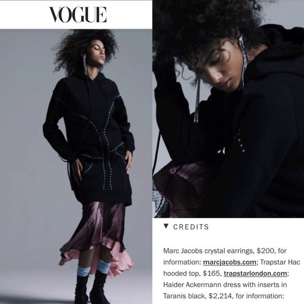 Trapstar featured in Vogue's 10 Fresh Ways to Wear a Hoodie