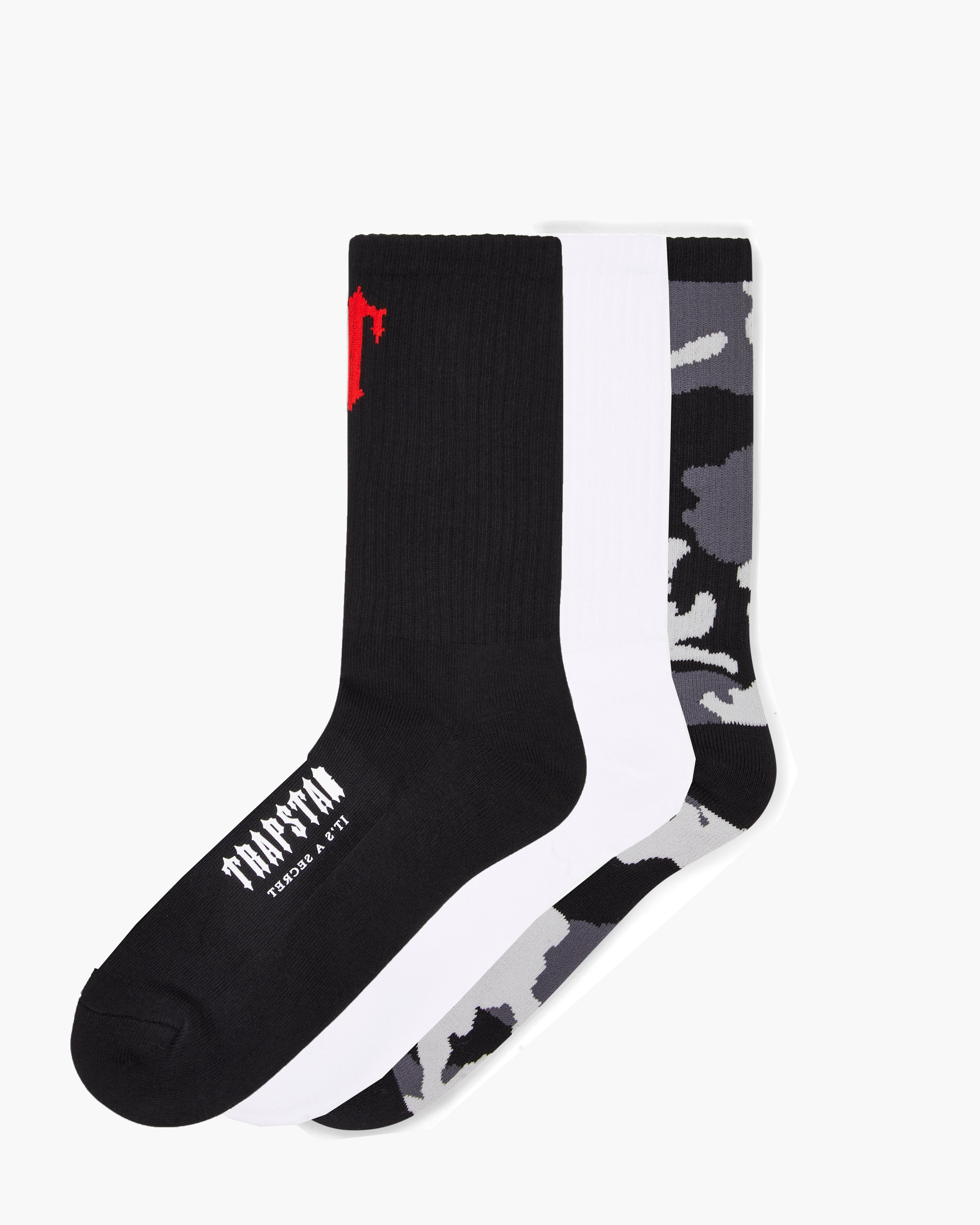 Trapstar 3 Pack Irongate T Socks - Black/Camo/White