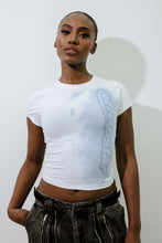 Load image into Gallery viewer, Women&#39;s Hyperdrive Baby Tee - White/Blue