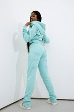Load image into Gallery viewer, Women&#39;s Irongate Cropped Batwing Zip Hoodie - Teal