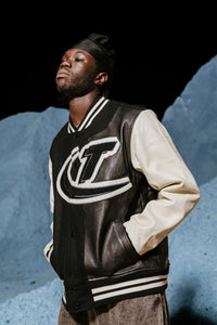 Hyperdrive T Chenille Varsity Jacket - Black/White