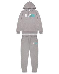 Decoded Chenille Hooded Tracksuit - Grey/Teal