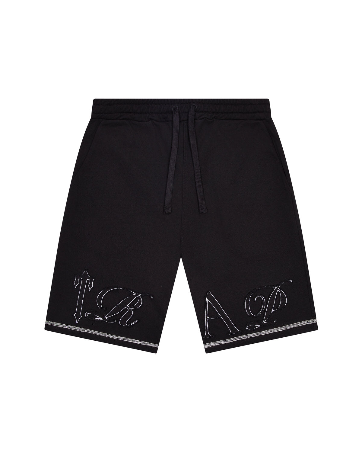 Patchwork Script Shorts- Black