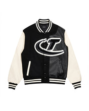 Load image into Gallery viewer, Hyperdrive T Chenille Varsity Jacket - Black/White