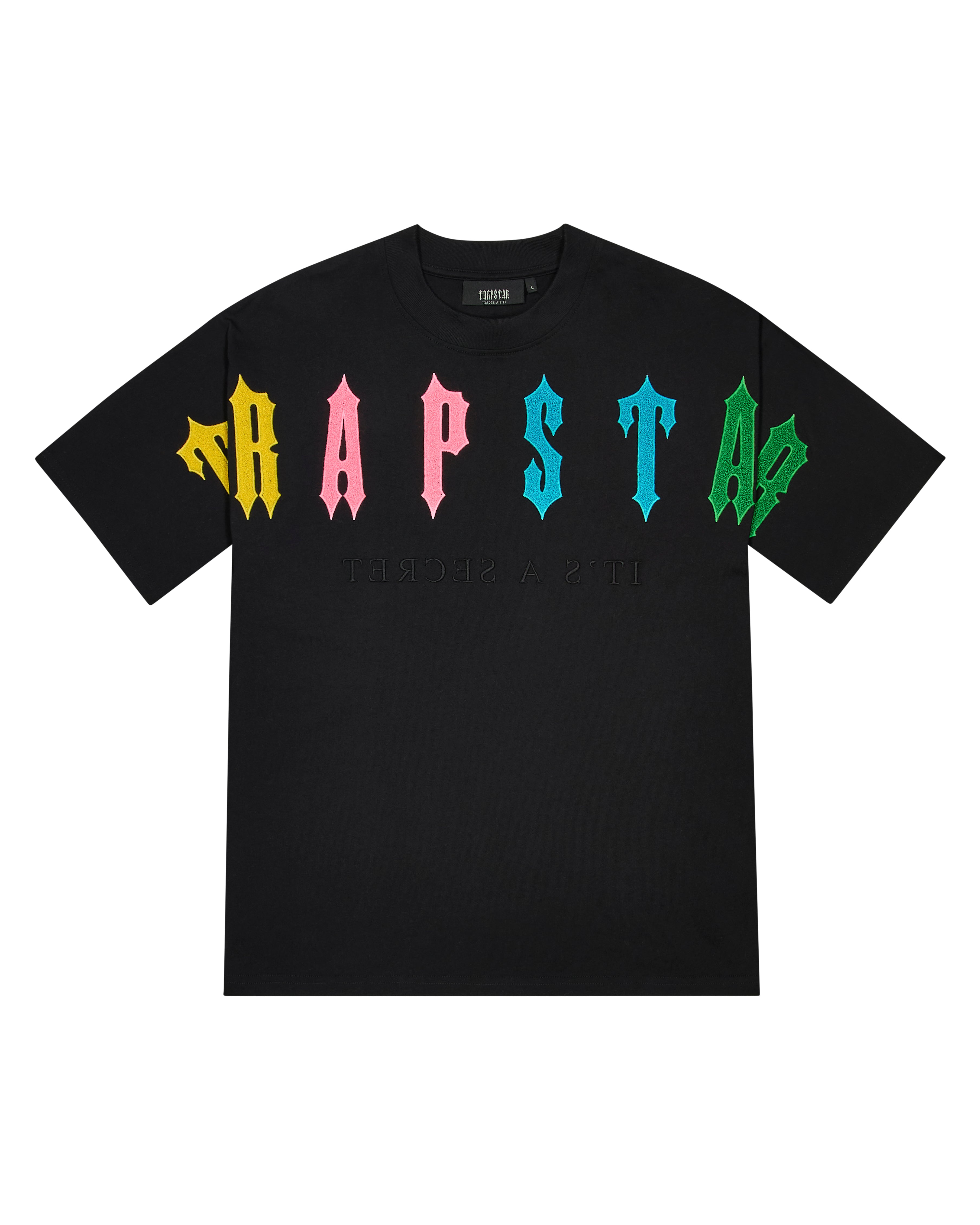 【TrapStar London】ARCH CHENILLE DECODED 2.0 TEE Arch Chenille Decoded 2.0 Tee - Black/Candy* – Trapstar London
