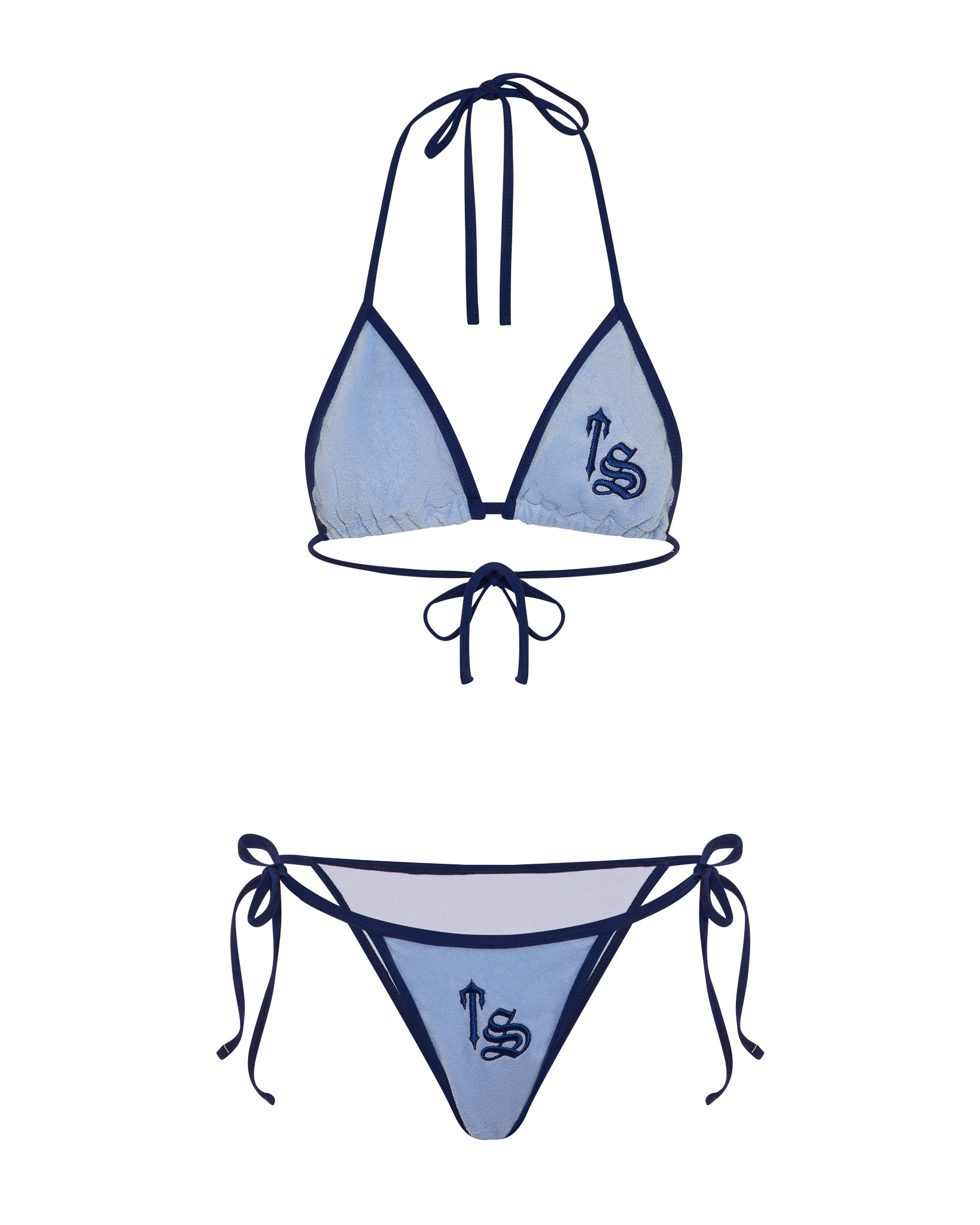 【Trapstar London】WOMEN'S TERRY SCRIPT BIKINI 関税・送料込 Trapstar Women's Terry Script Bikini Bottoms - Blue