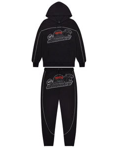 Shooters Arch Panel Hoodie Tracksuit - Black/Red