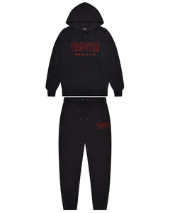 Decoded Solid Chenille Hooded Tracksuit - Black/Red