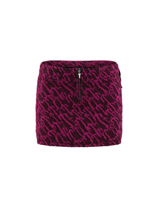 Women's Jacquard Mini Skirt - Burgundy Pink