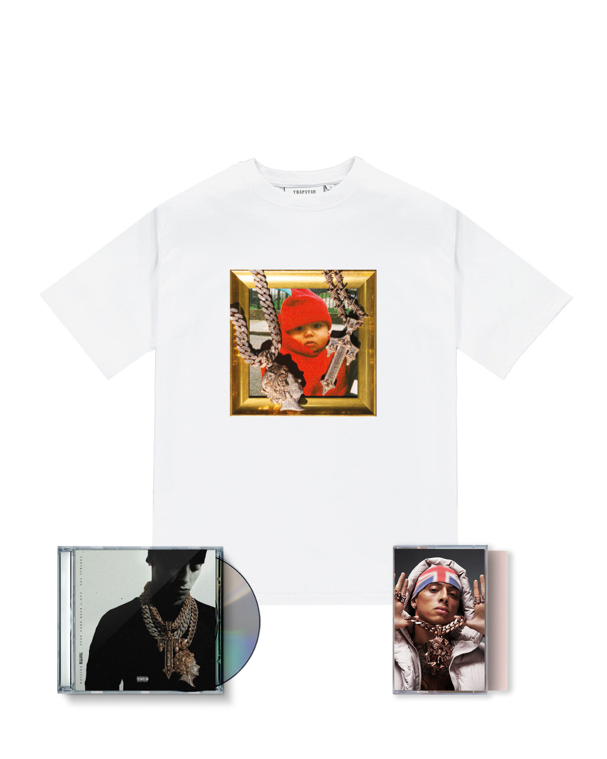 Trapstar x Central Cee CRG Tee CD & Cassette Bundle - White