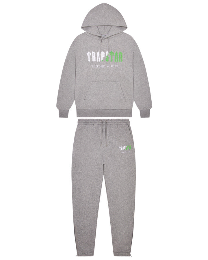 Decoded Chenille Hooded Tracksuit - Grey/Green