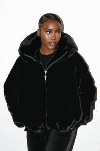 Women’s Irongate T Oversized Fur Coat - Black