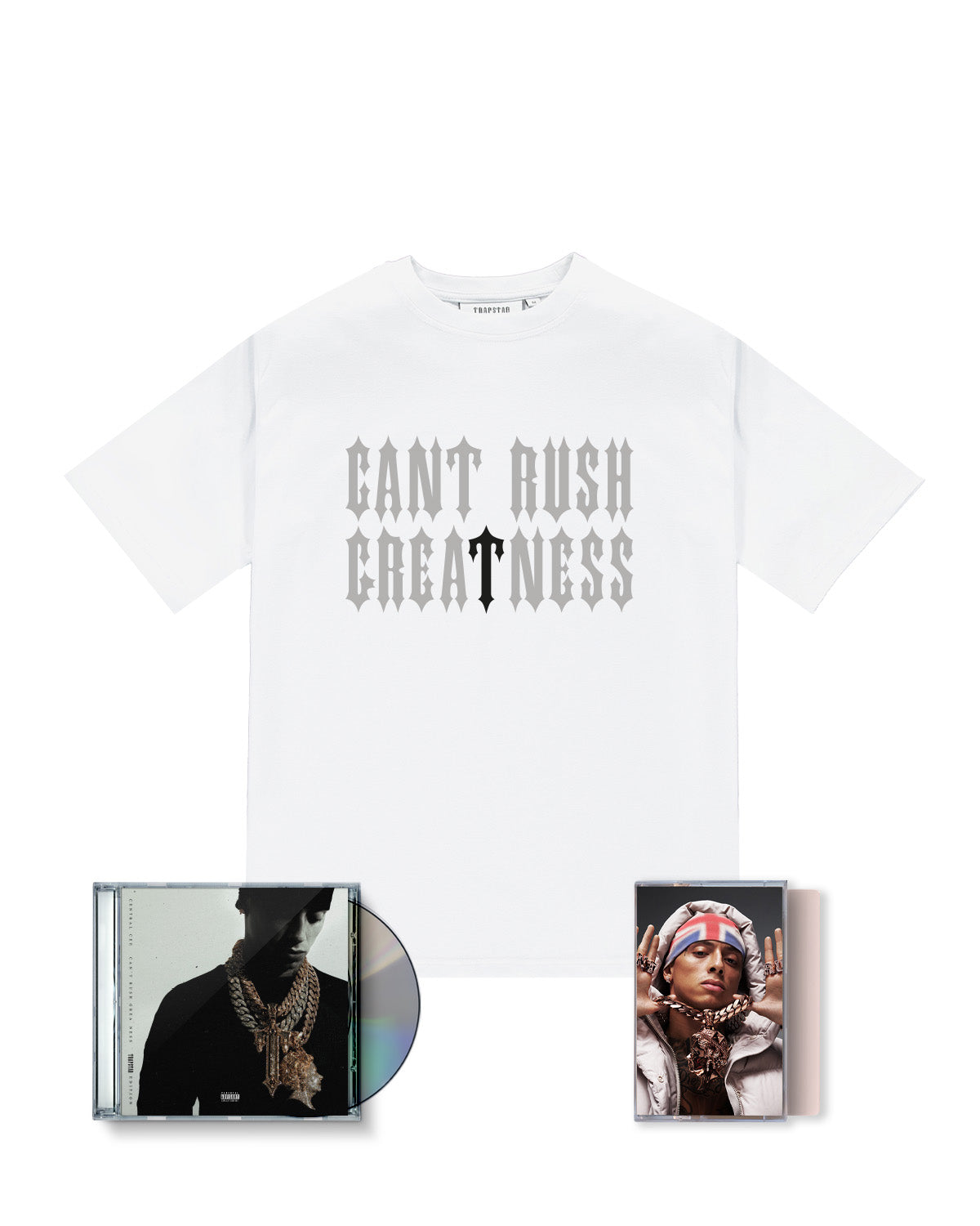 Trapstar x Central Cee Irongate Tee CD & Cassette Bundle - White