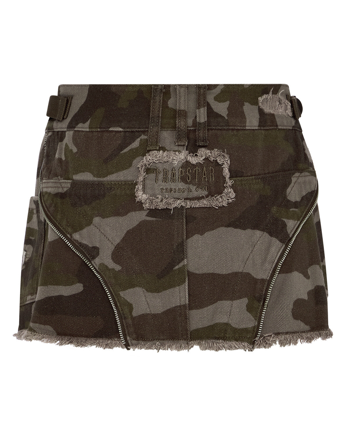 Trapstar Irongate T Womens Denim Zip Detail Mini Skirt - Brown Camo