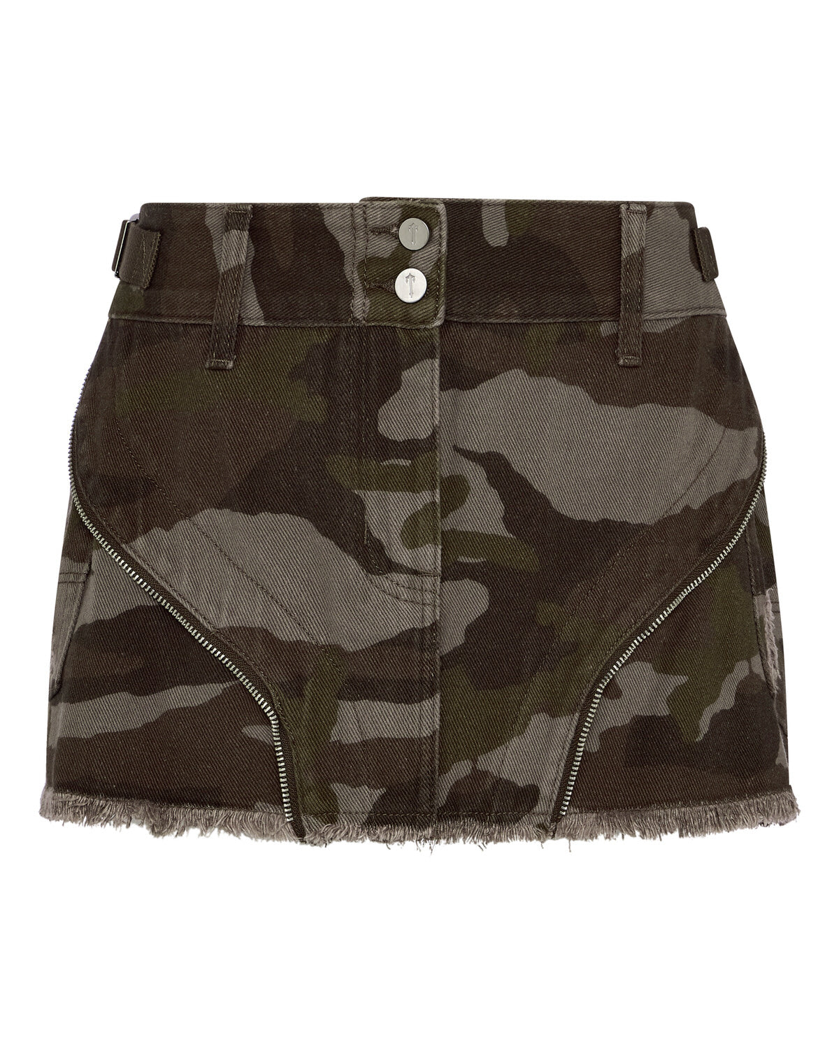 Trapstar Irongate T Womens Denim Zip Detail Mini Skirt - Brown Camo