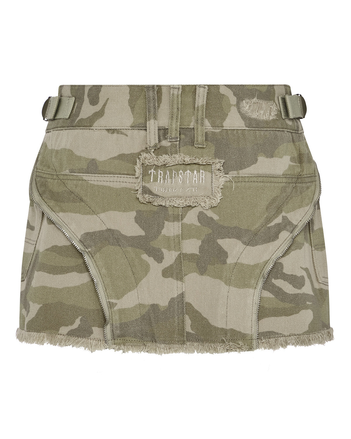 Trapstar Irongate T Womens Denim Zip Detail Mini Skirt - Desert Camo