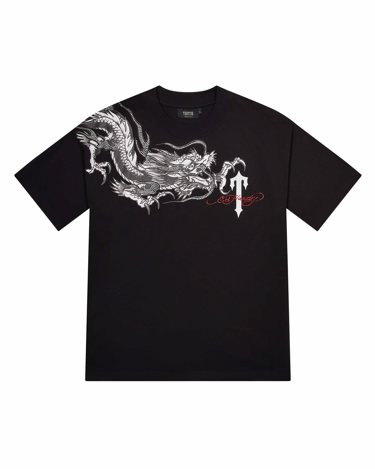 Trapstar x Ed Hardy Dragon Tee with Diamanté - Black