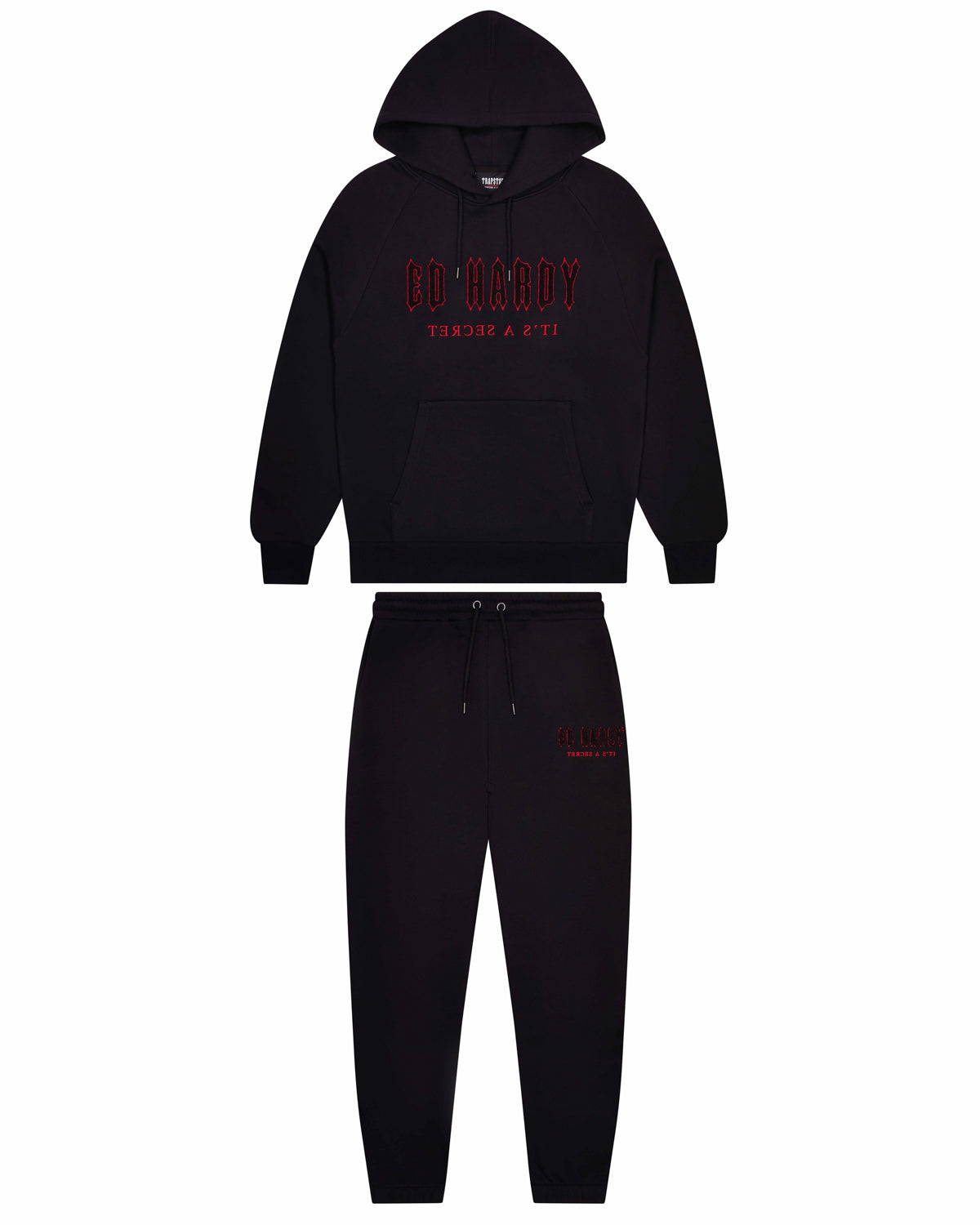 Trapstar x Ed Hardy Decoded Solid Chenille Tracksuit - Black/Red