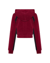 Load image into Gallery viewer, Women’s TS- Star Contrast Panel Velour Hoodie - Burgundy
