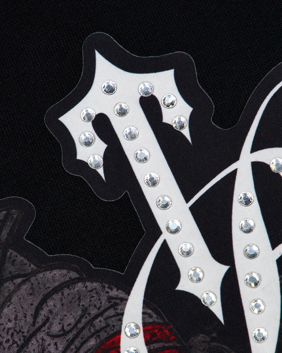 Samurai Diamanté Hoodie - Black