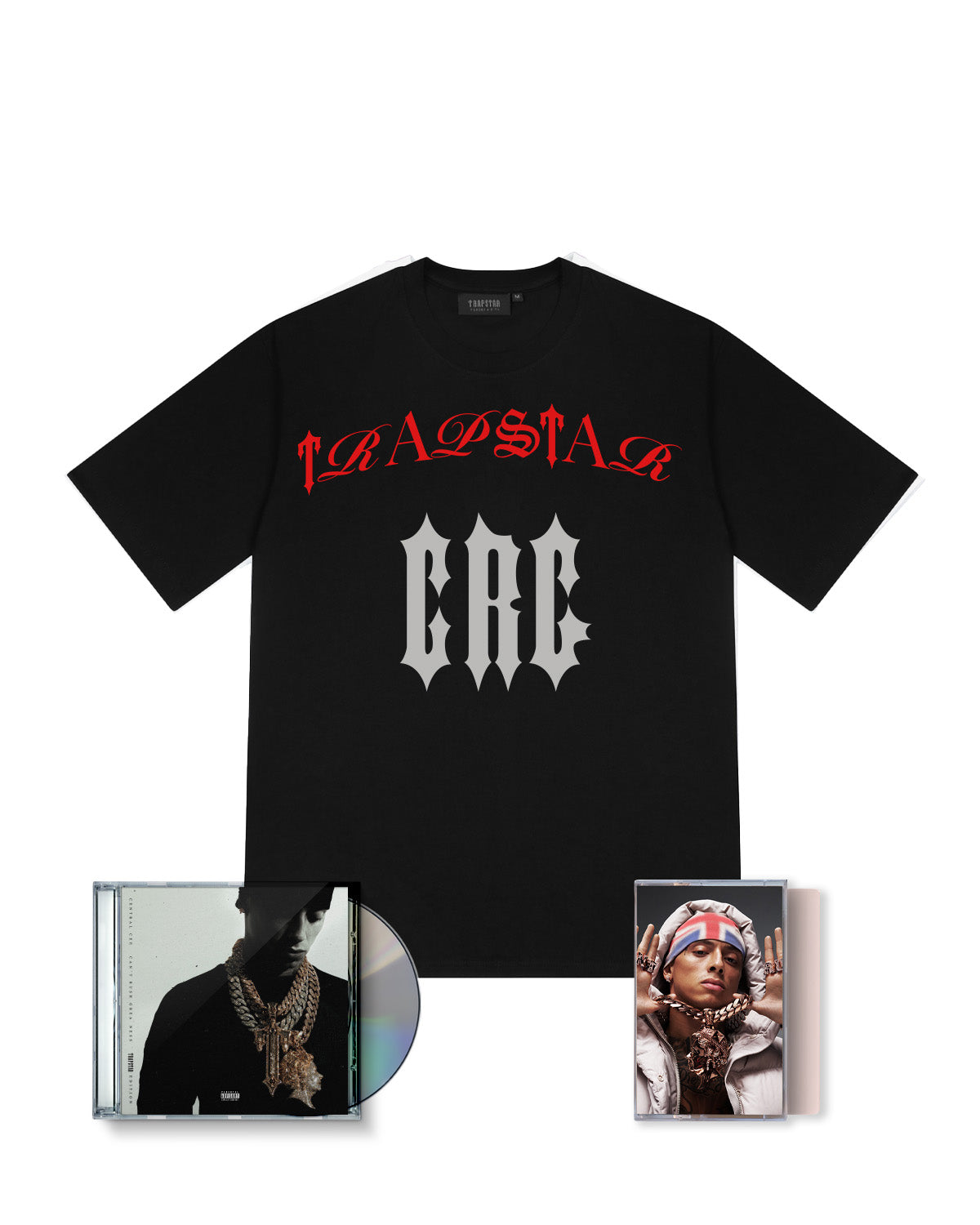 Trapstar x Central Cee Script Tee CD & Cassette Bundle - Black