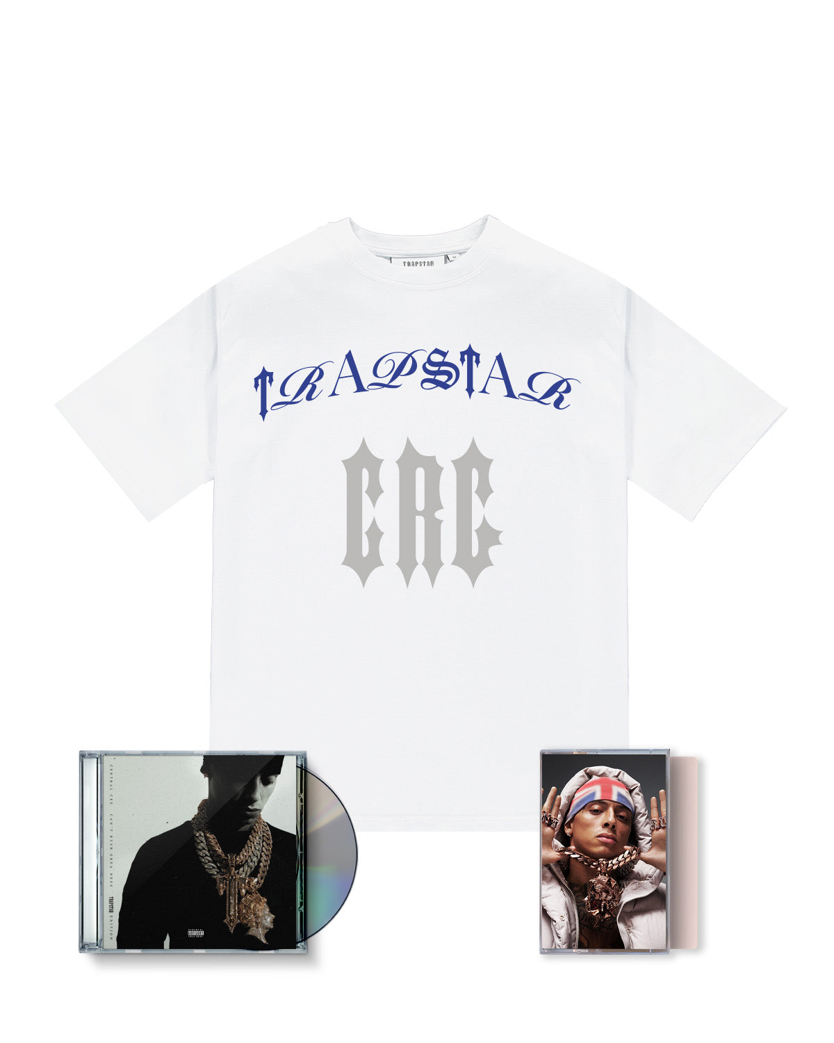 Trapstar x Central Cee Script Tee CD & Cassette Bundle - White