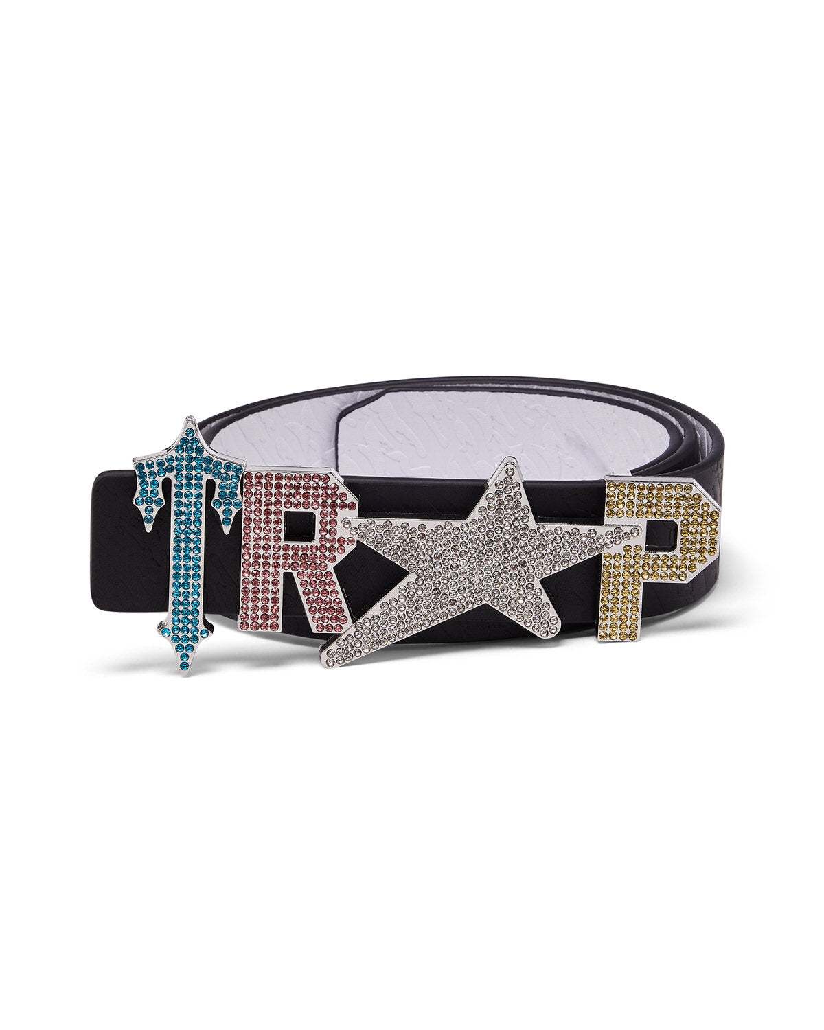 Y2K Reversible Belt with Buckle - Multi Coloured Crystals