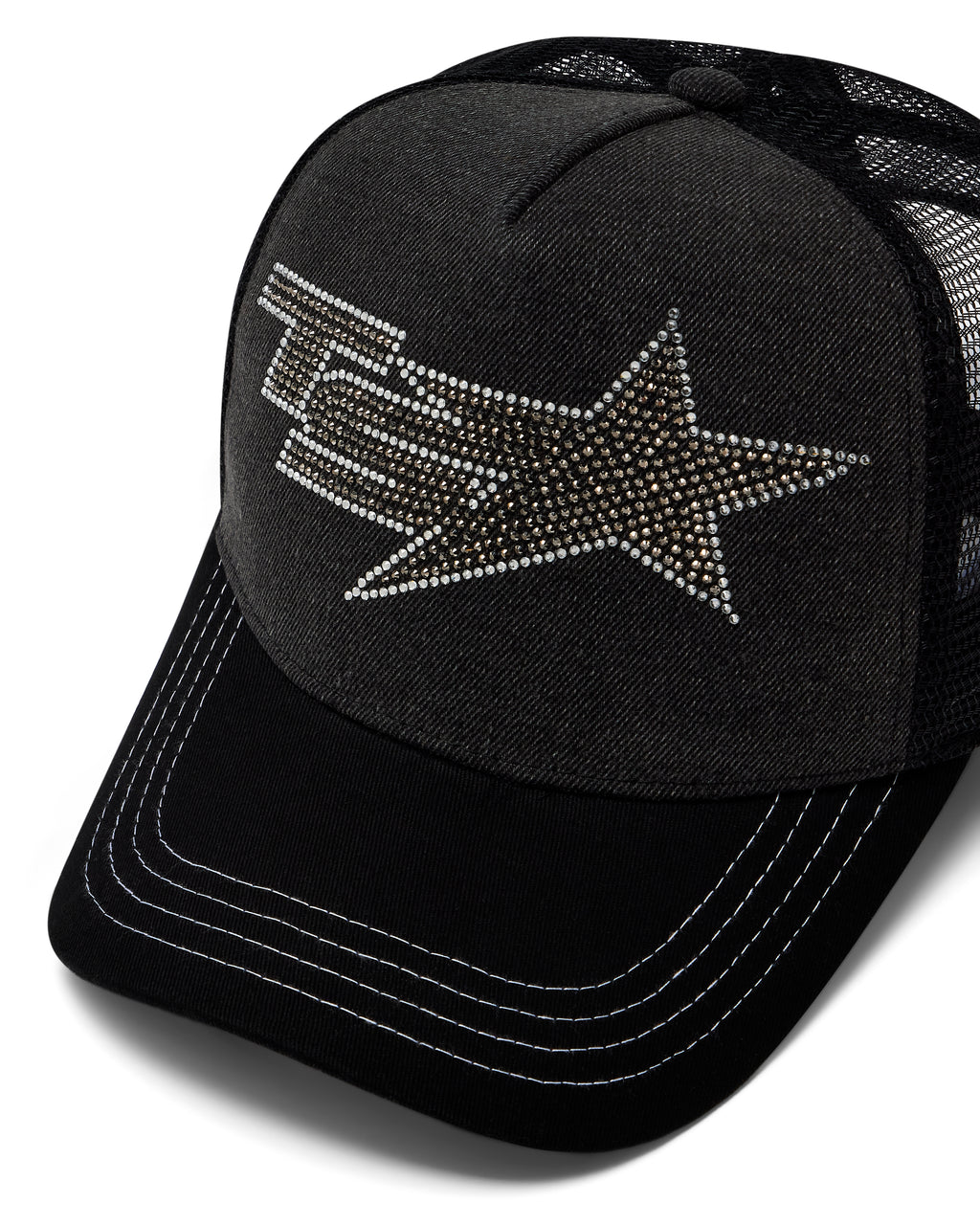 Trapstar Women's TS Star Diamante Trucker - Washed Black