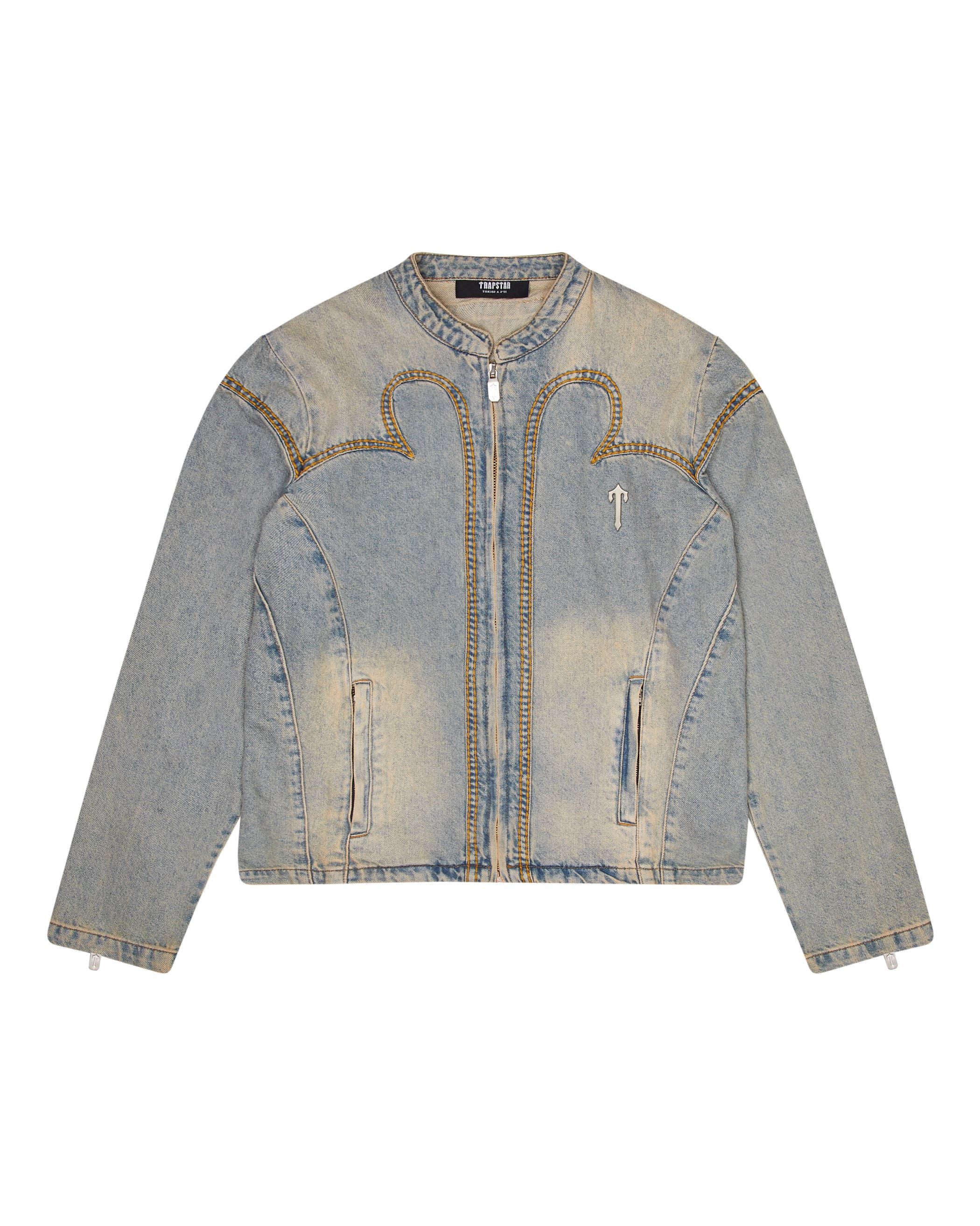 Trapstar Irongate Denim Motocross Jacket - Sandy Blue