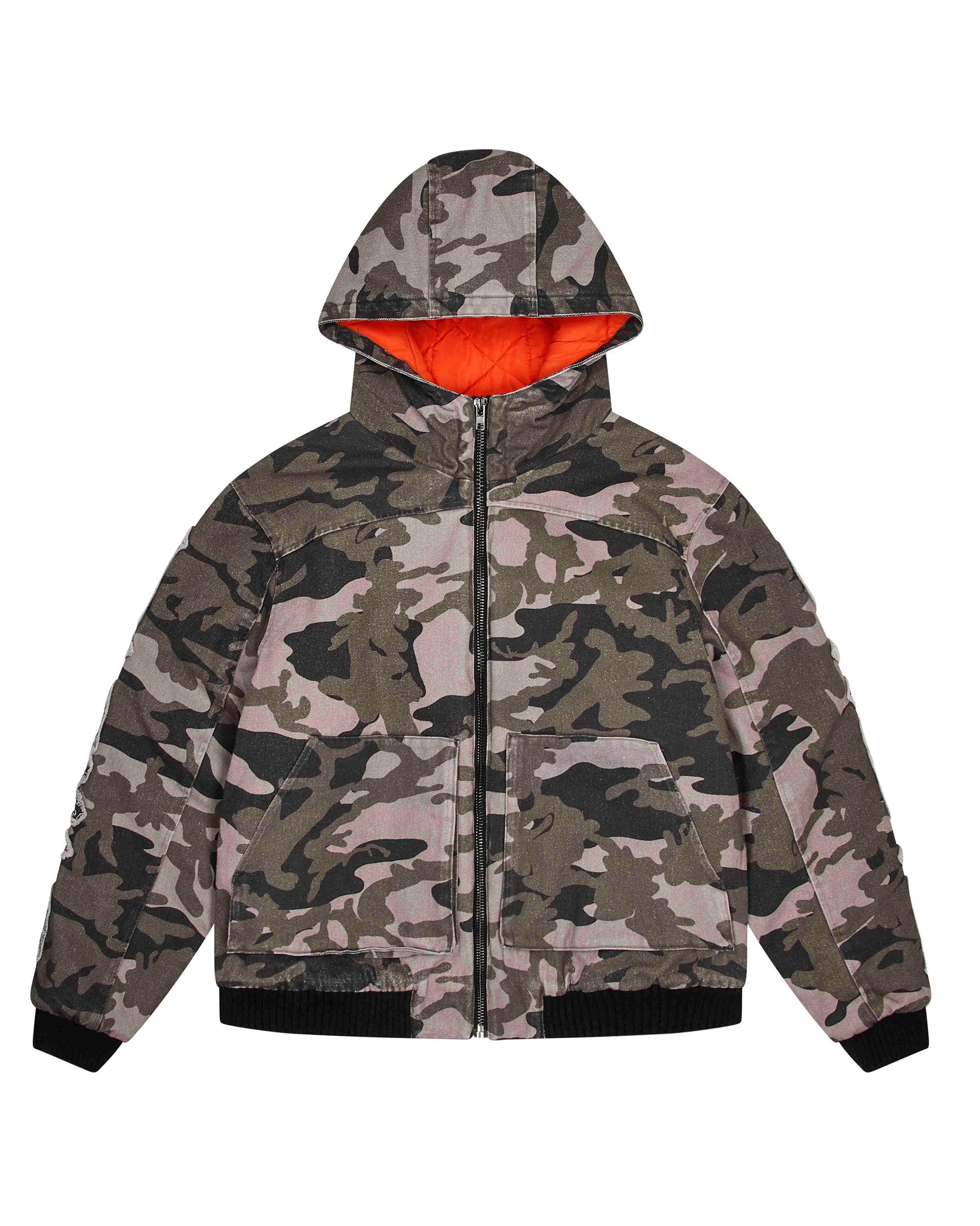 Camo Bomber Jacket - Khaki/Orange*