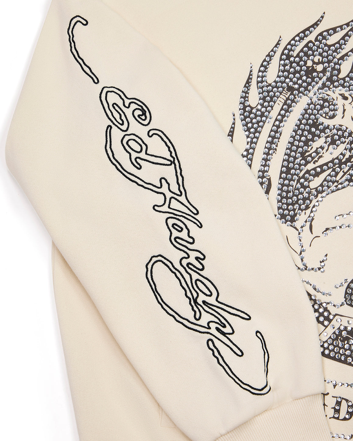 Trapstar x Ed Hardy Dead or Alive Rhinestone Hoodie - Cream