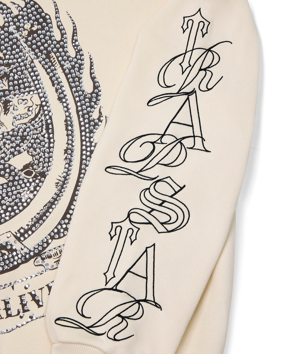 Trapstar x Ed Hardy Dead or Alive Rhinestone Hoodie - Cream
