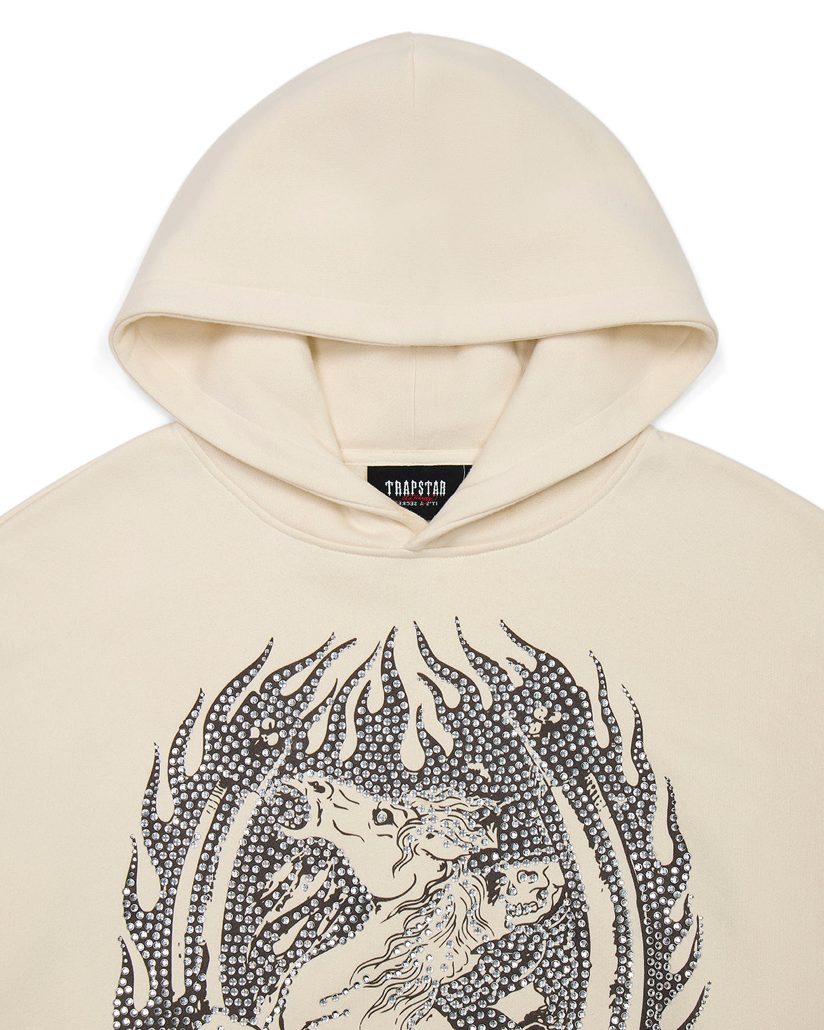 Trapstar x Ed Hardy Dead or Alive Rhinestone Hoodie - Cream