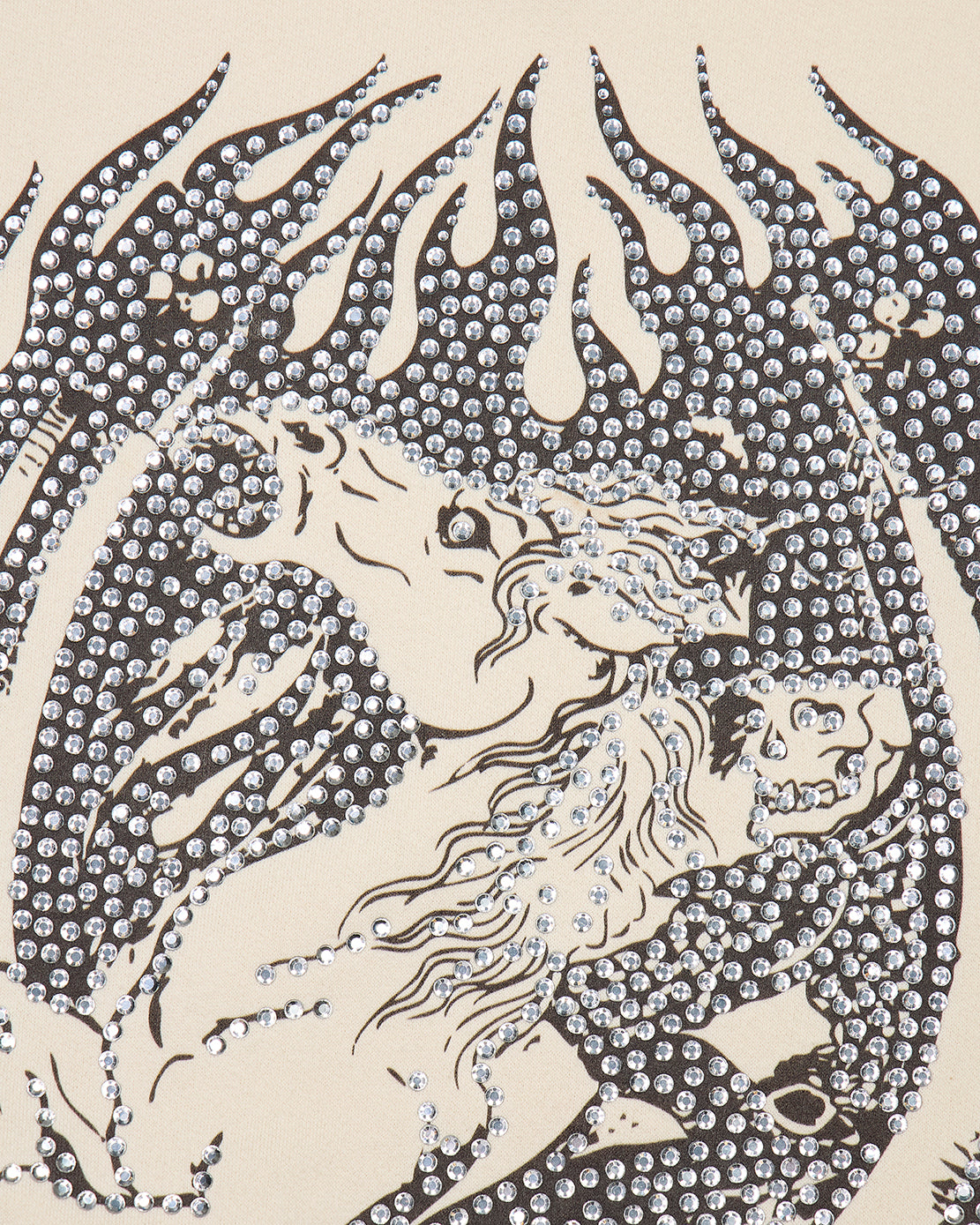 Trapstar x Ed Hardy Dead or Alive Rhinestone Hoodie - Cream