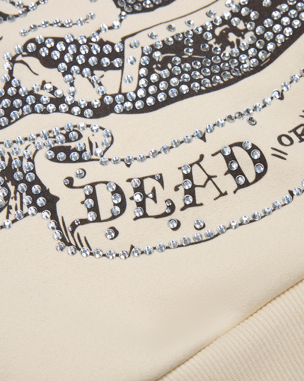 Trapstar x Ed Hardy Dead or Alive Rhinestone Hoodie - Cream