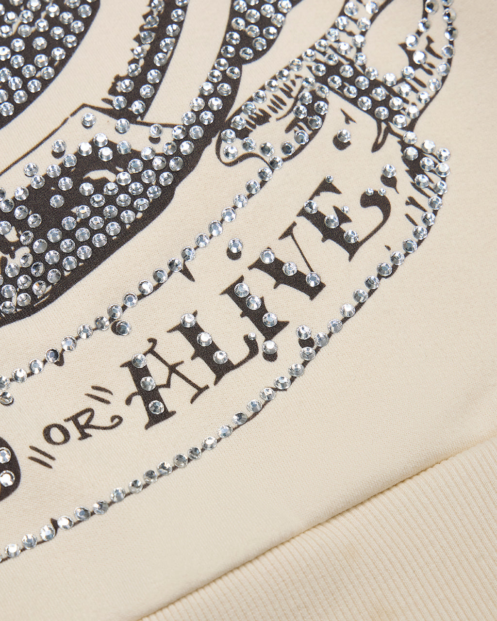 Trapstar x Ed Hardy Dead or Alive Rhinestone Hoodie - Cream