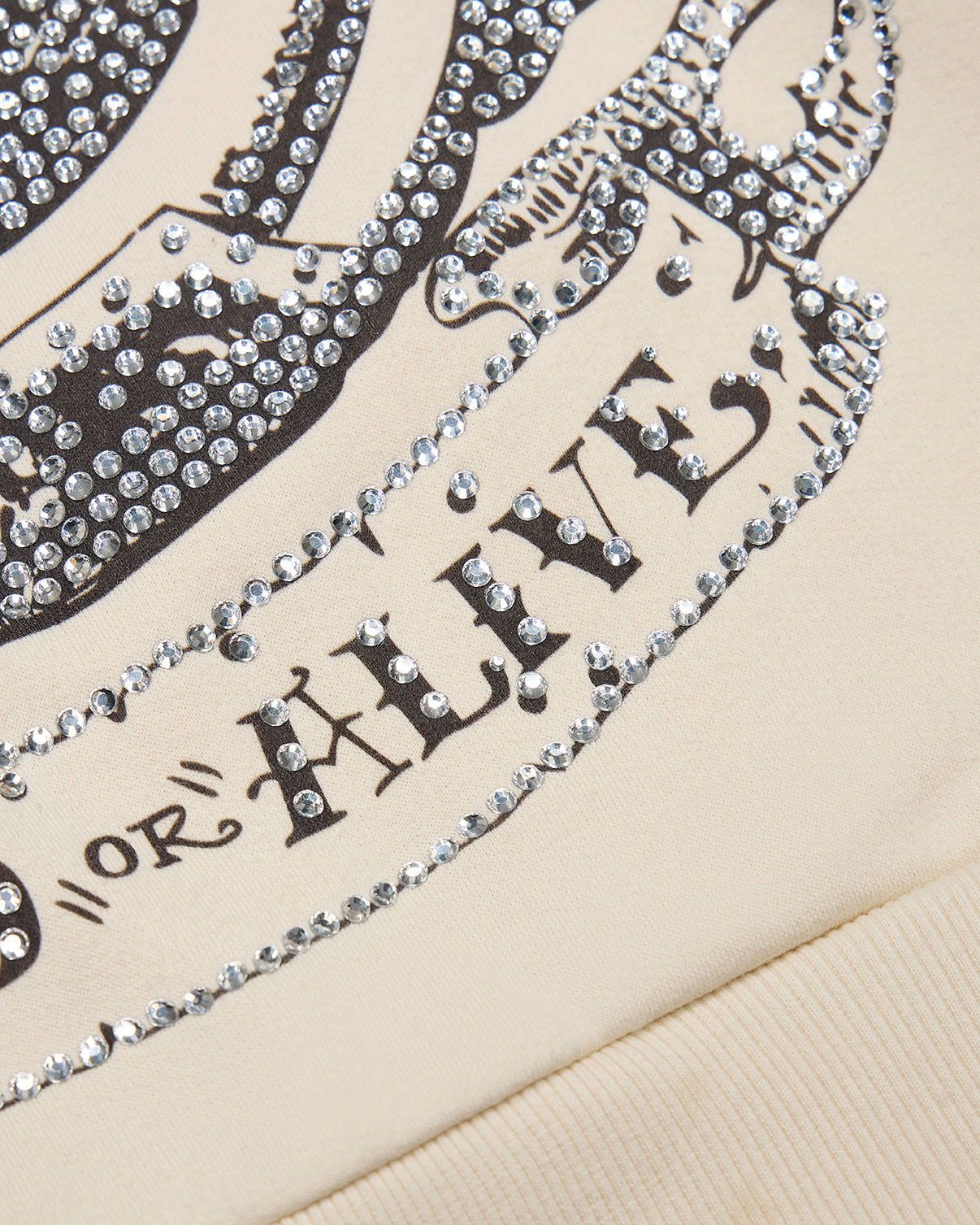 Trapstar x Ed Hardy Dead or Alive Rhinestone Hoodie - Cream