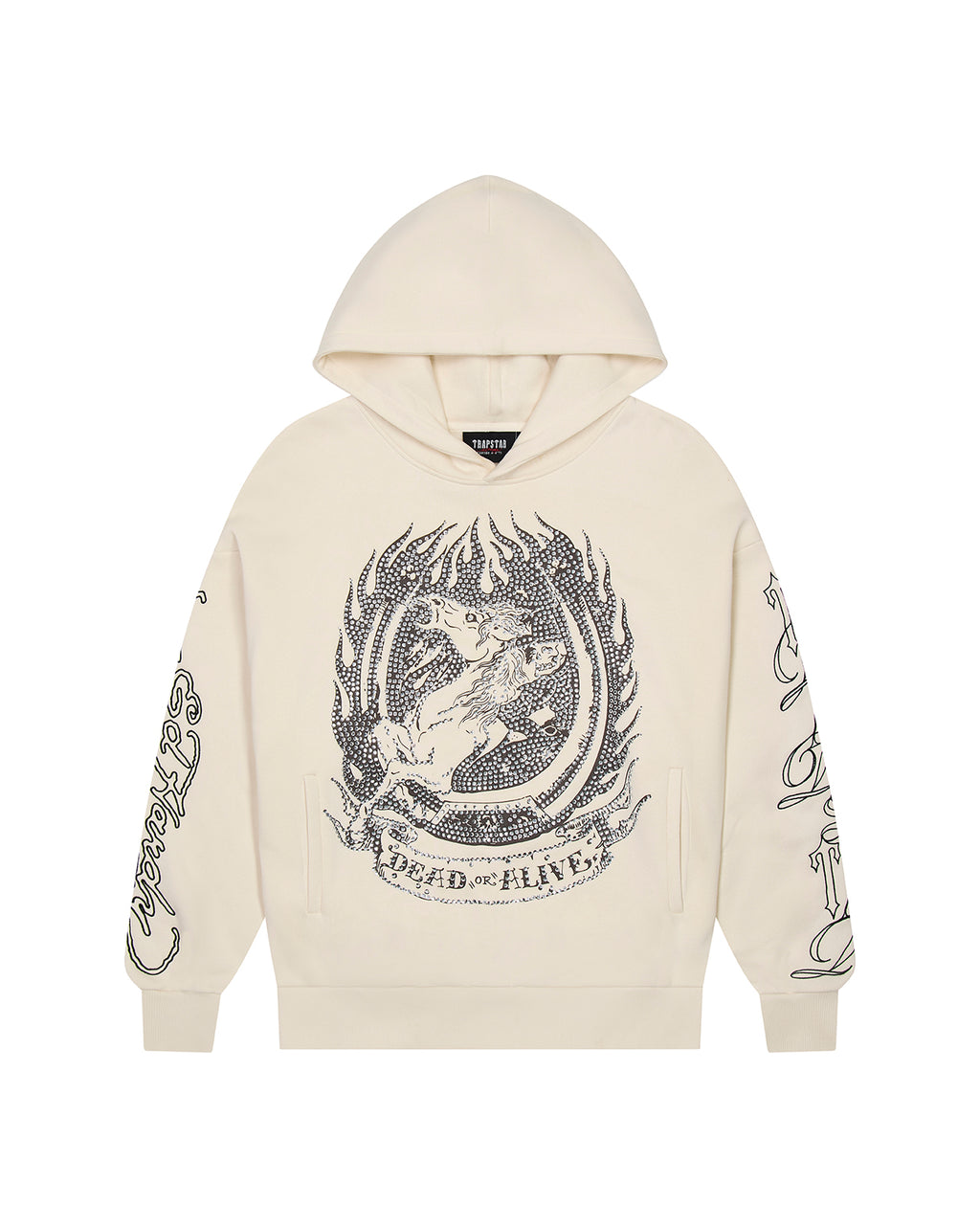 Trapstar x Ed Hardy Dead or Alive Rhinestone Hoodie - Cream