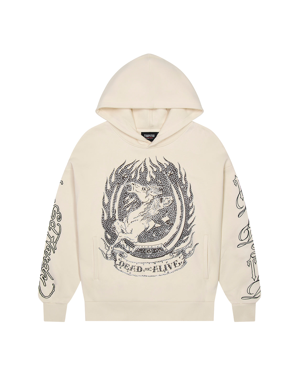 Trapstar x Ed Hardy Dead or Alive Rhinestone Hoodie - Cream