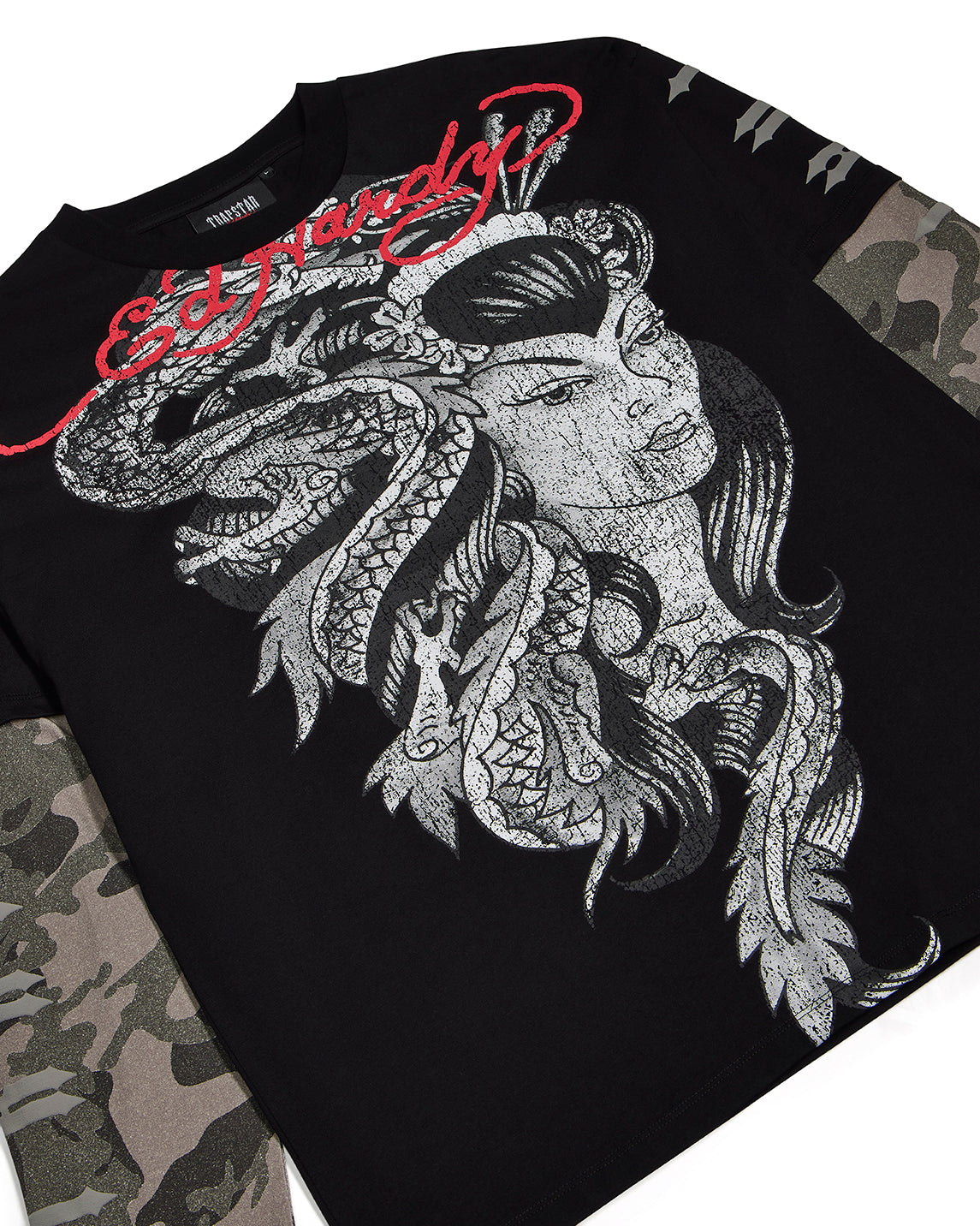 Trapstar x Ed Hardy Medusa LS Tee - Washed Black/Camo
