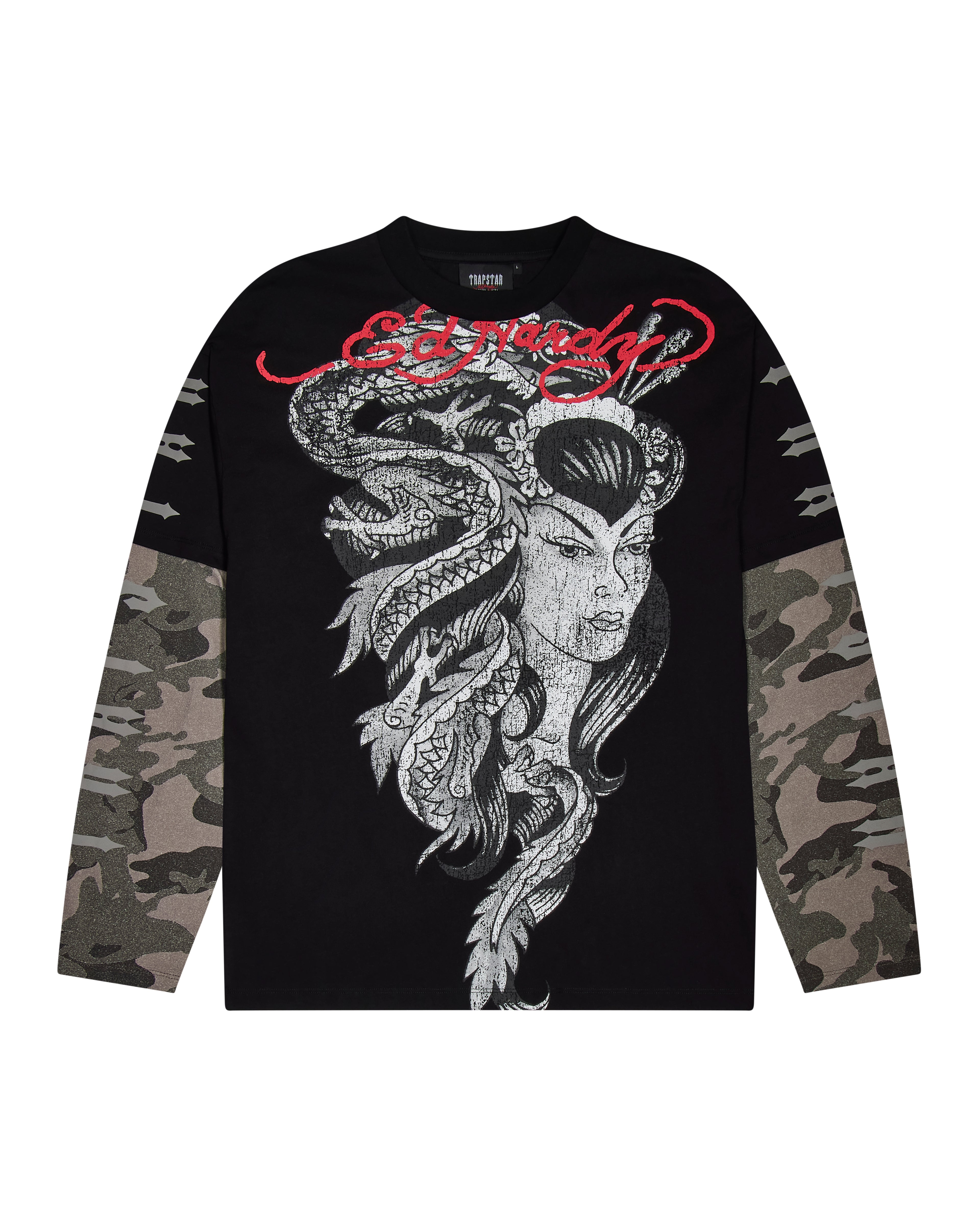 Trapstar x Ed Hardy Medusa LS Tee - Washed Black/Camo