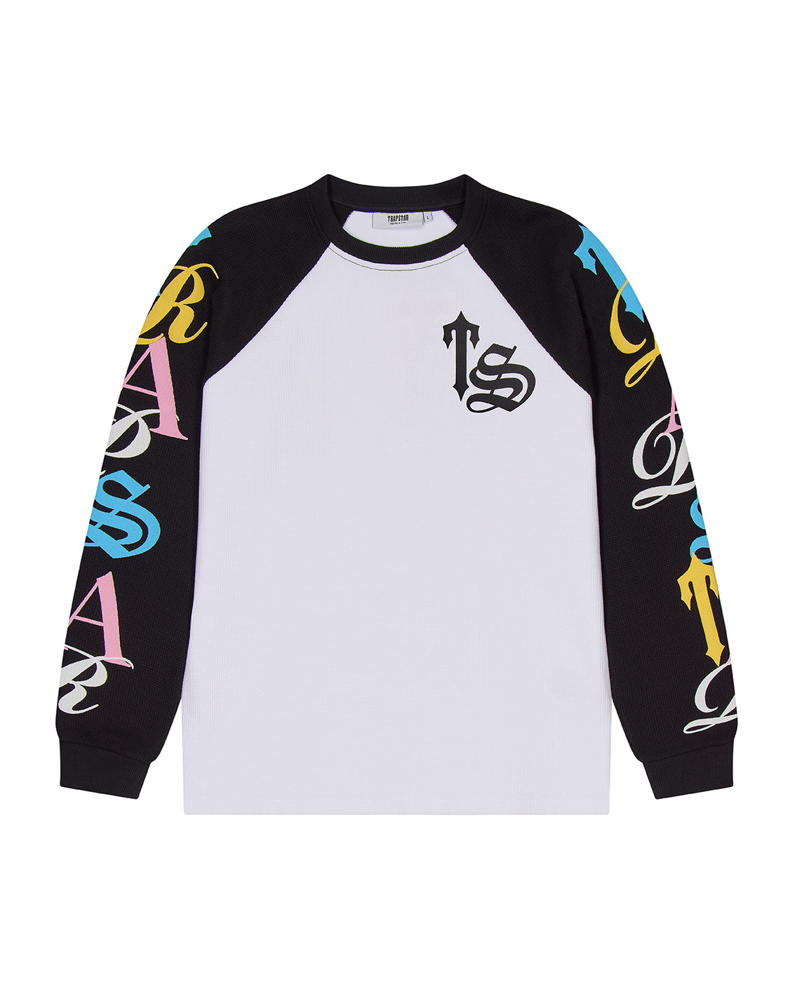 Script Waffle LS Top - White/Black/Candy