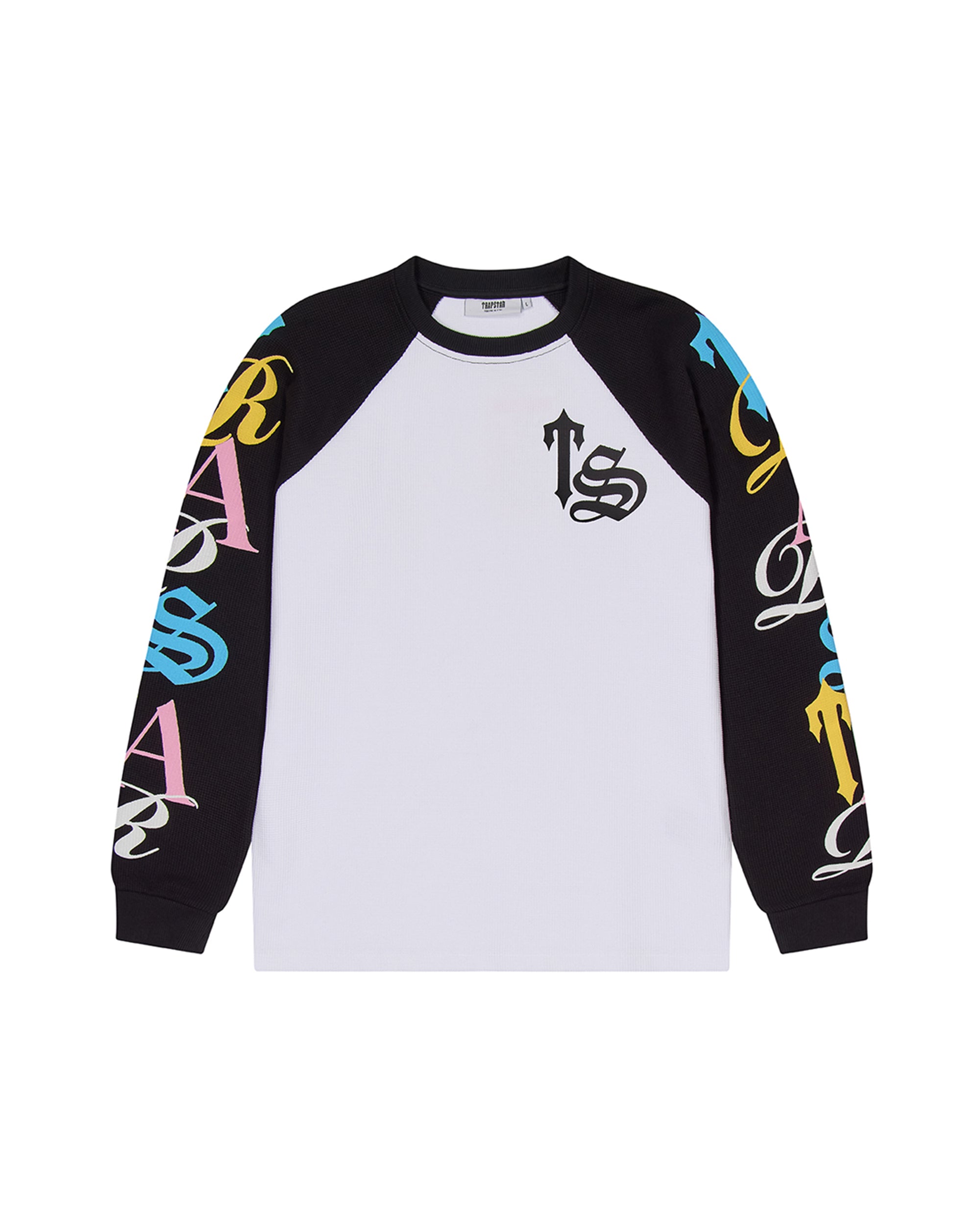 Script Waffle LS Top - White/Black/Candy