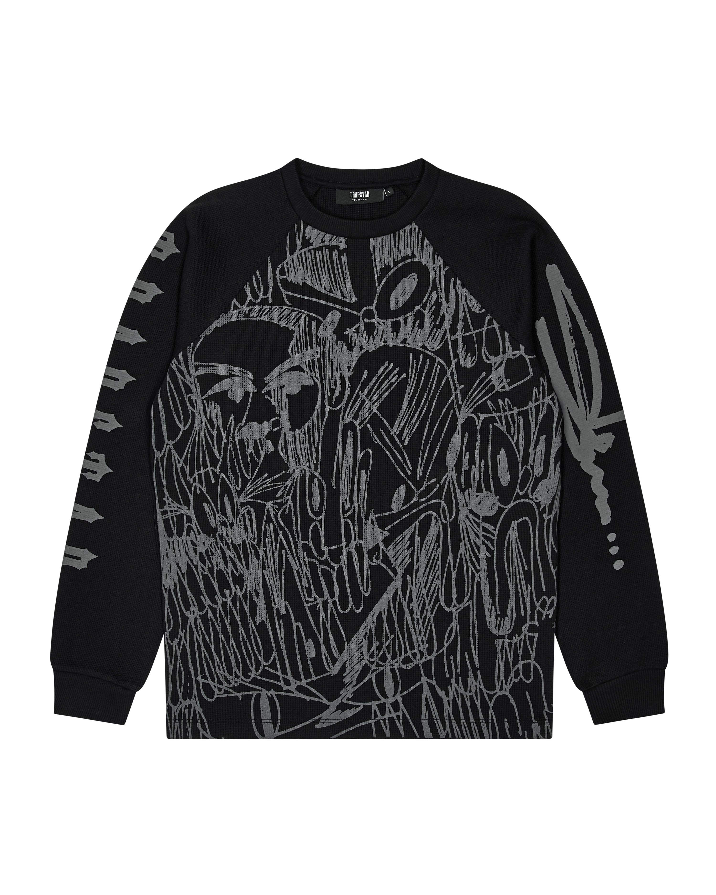 *PRE ORDER* Trapstar x Slawn Waffle LS Top - Black/Reflective