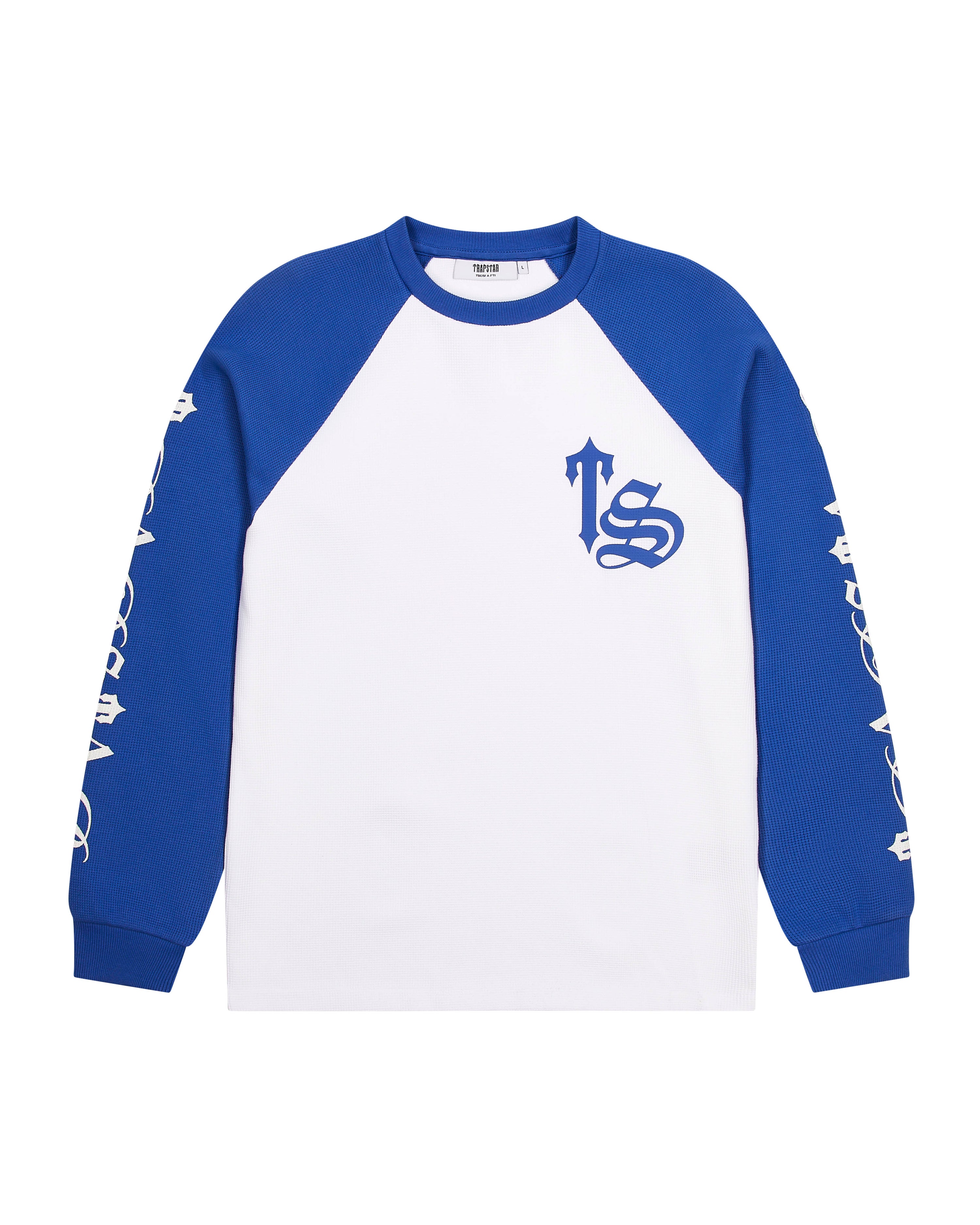 Script Waffle LS Top - White/Blue