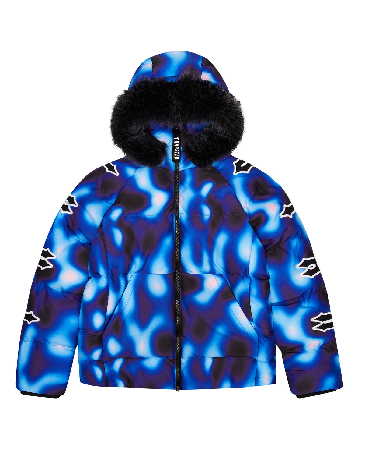 Hooded Irongate Sleeve Puffer - Black/Blue