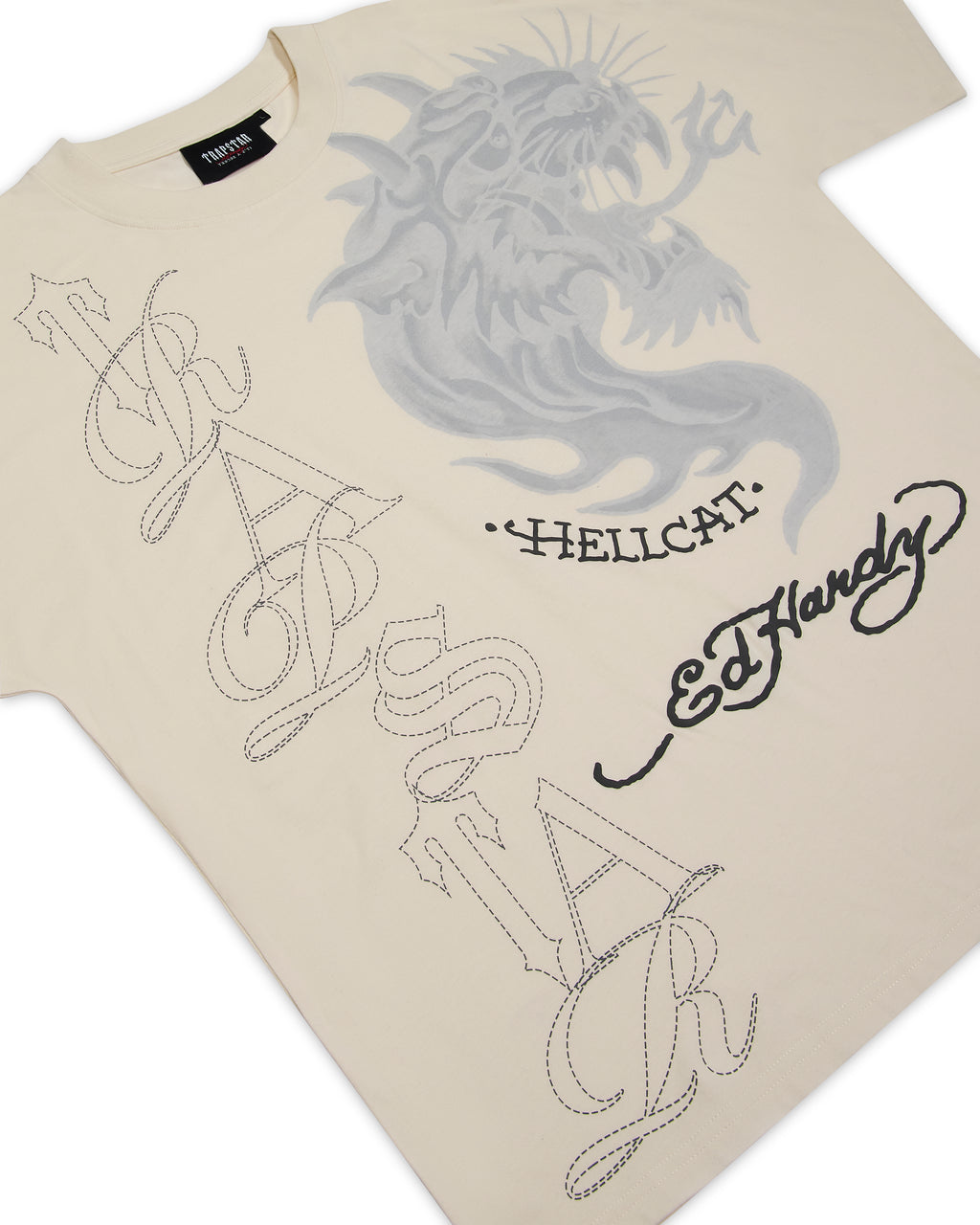 Trapstar x Ed Hardy Hell Cat Tee - Natural