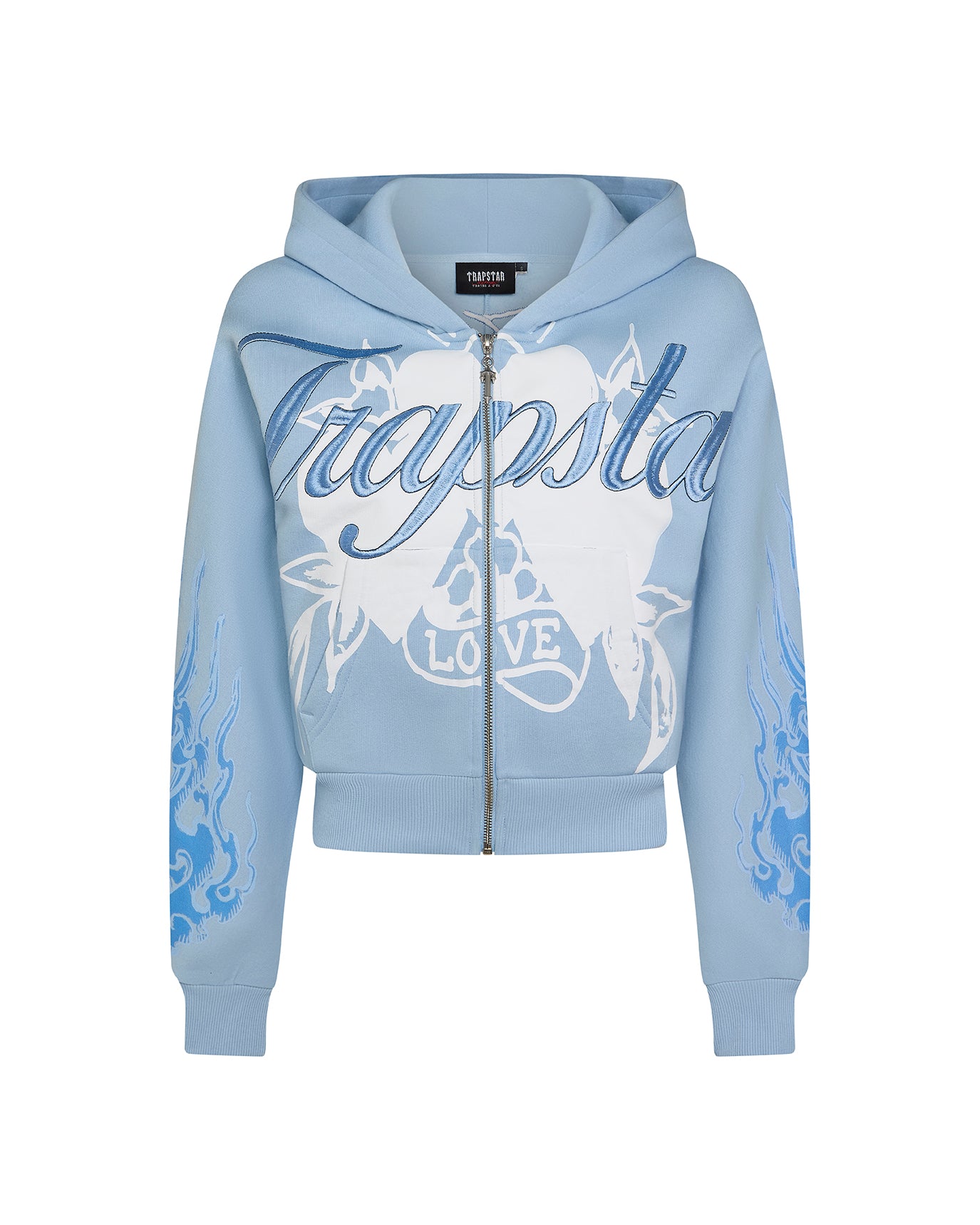 Trapstar x Ed Hardy Women's Love On Fire Hoodie - Baby Blue